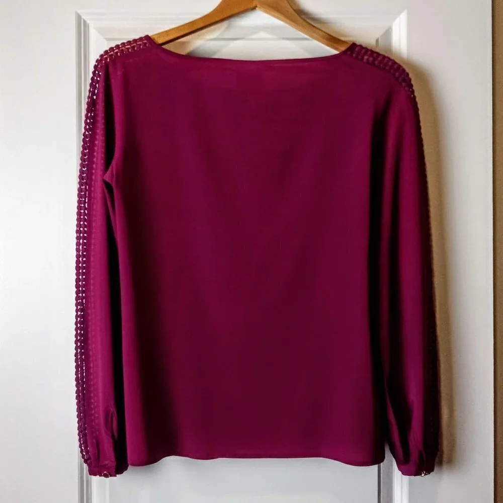Tory Burch Cranberry Crochet Silk Blouse